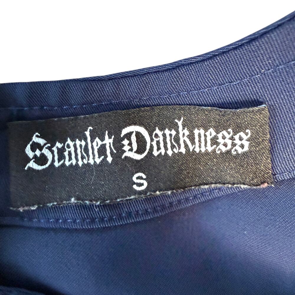 Scarlet Darkness Renaissance Regency Maxi Dress Empire Waist Puff Blue Sleeve S - Picture 8 of 14